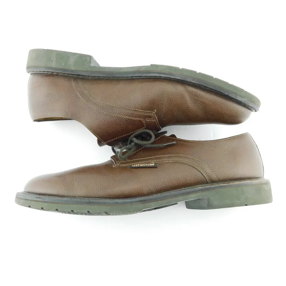 MEPHISTO Brown Pebble Leather Lace-up Oxford Shoes 10.5